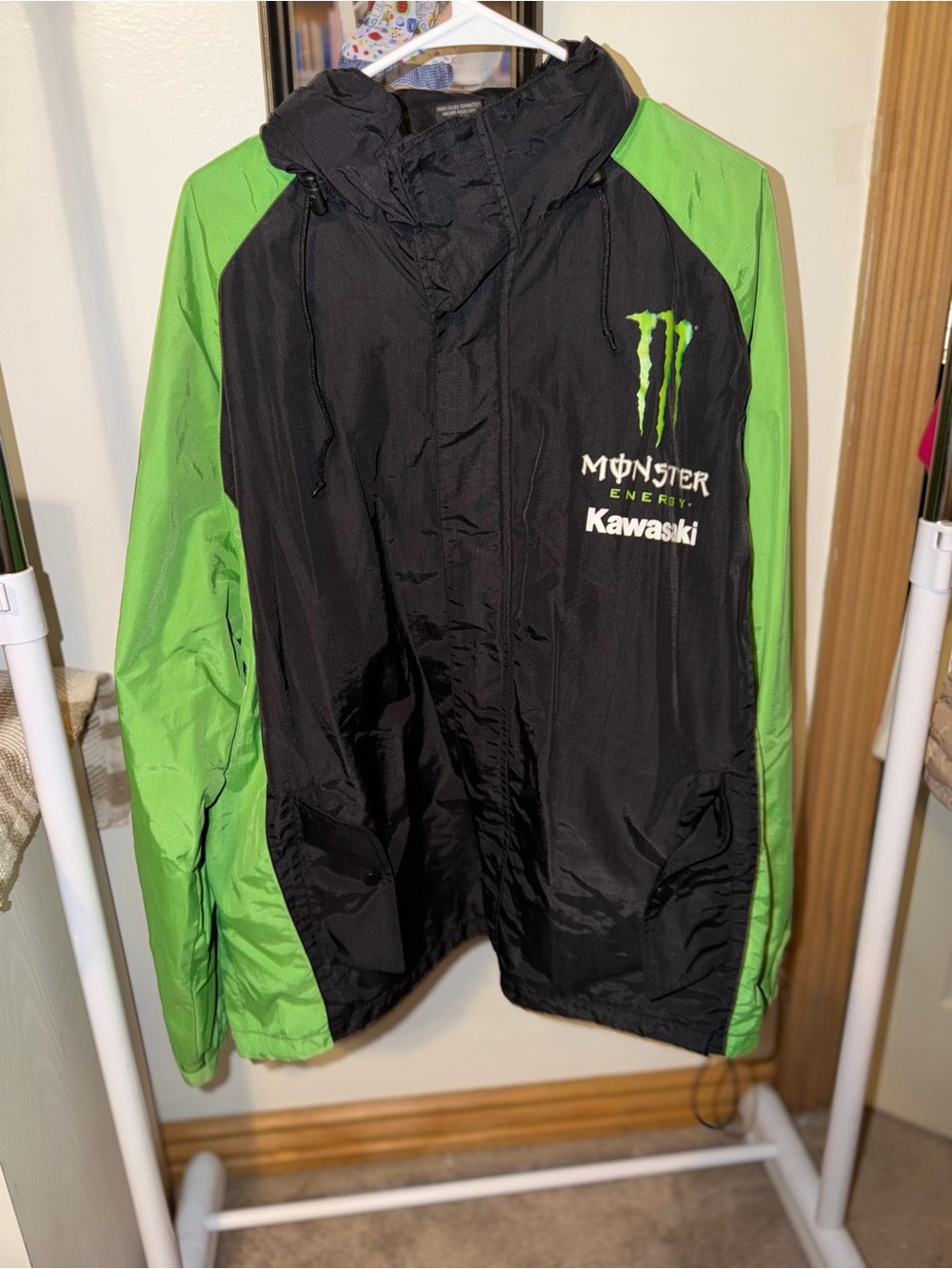 Vintage Monster Energy Kawasaki Hooded Windbreaker Jacket